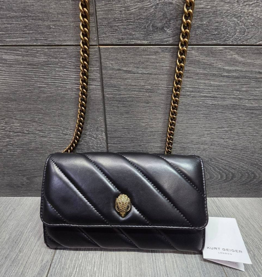 Kurt Geiger London Kensington Mini Leather Crossbody Black Quilted Bag B000799